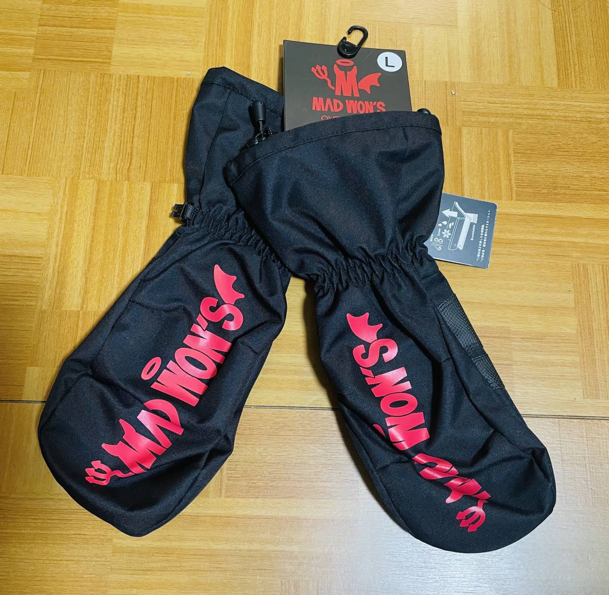☆送料込・即決☆新品☆MAD WON`S オーバーミトングローブ BLK/RED Lサイズ ブラックレッド耐水10000mmマッドウォンズ53%OFF_画像1