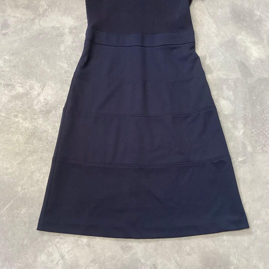 ANAYI アナイ 異素材 切替 ワンピース ネイビー 日本製 リブ_画像4