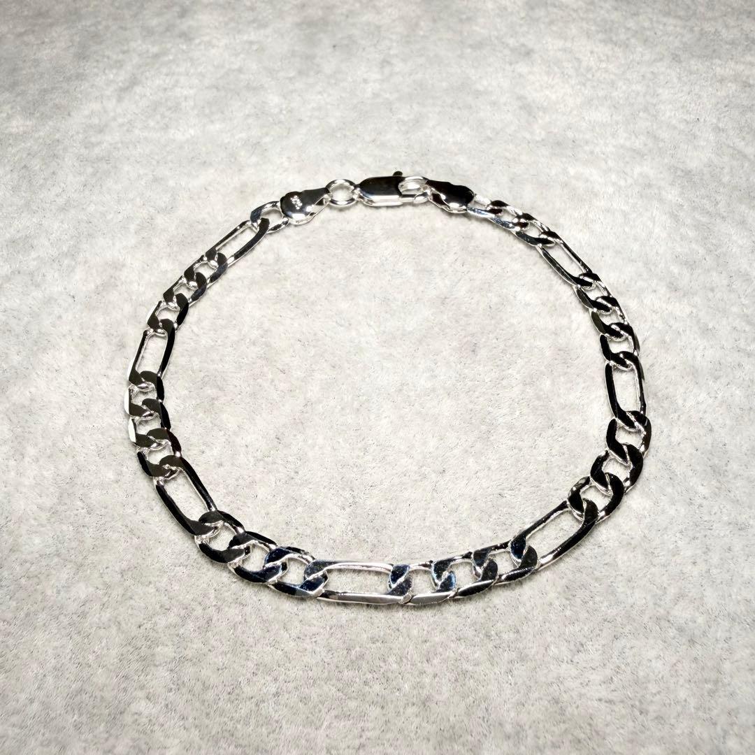 1175★在庫限り★シルバー S925 刻印 ブレスレット 太めチェーン 喜平 メンズ レディース バングル アクセサリー ヴィンテージ シンプル_画像5