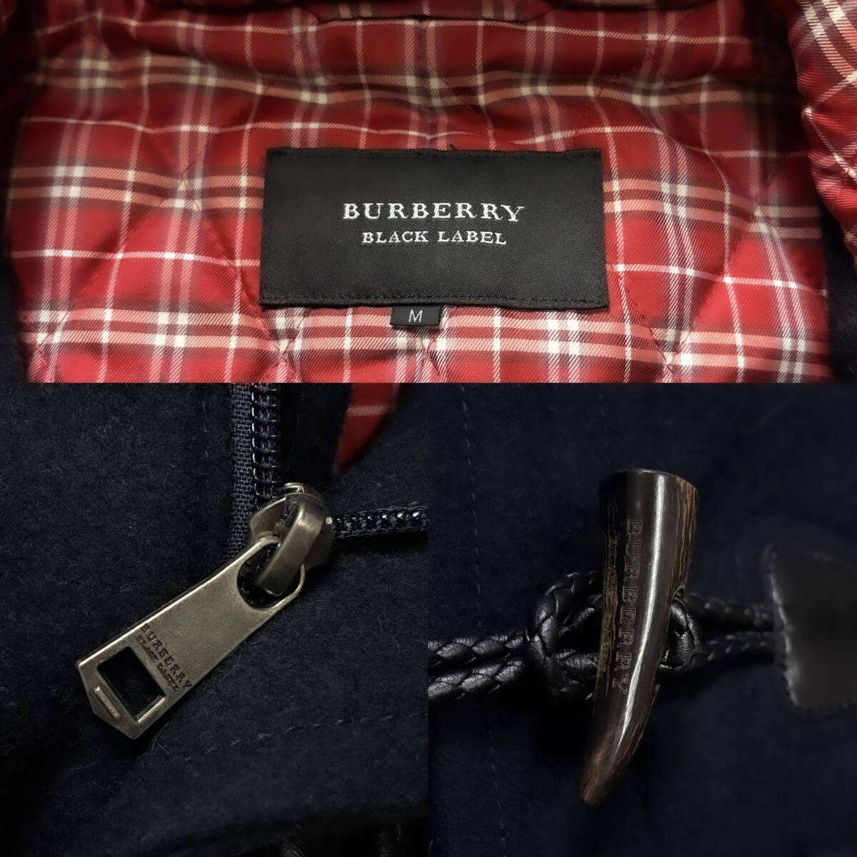 未使用級トグル釦BURBERRY BLACK LABEナポレオンダッフルコートL~Mダッフルジャケット黒ノバチェック柄ブラレ バーバリーブラックレーベル_画像7