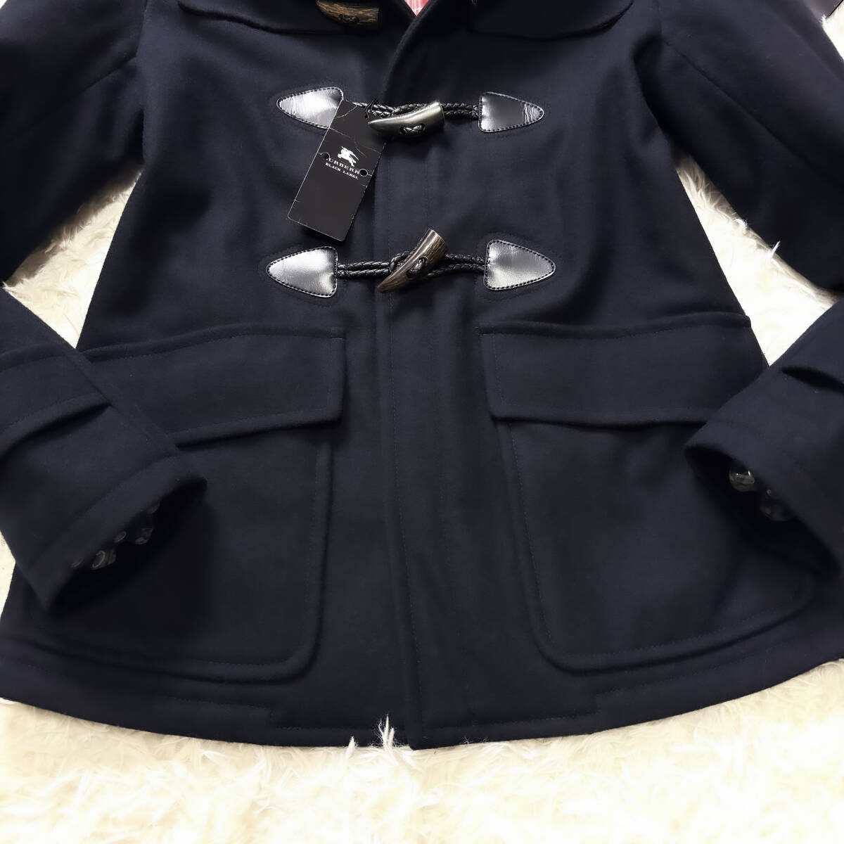 未使用級トグル釦BURBERRY BLACK LABEナポレオンダッフルコートL~Mダッフルジャケット黒ノバチェック柄ブラレ バーバリーブラックレーベル_画像6