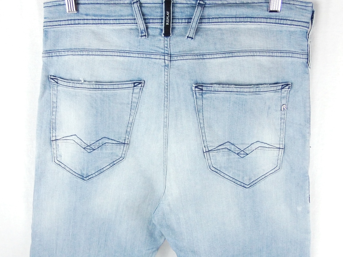 ■REPLAY リプレイ / RAFDAL / メンズ / インディゴ ウォッシュ加工 / ストレッチ スリムフィット デニム イージーパンツ size 32_画像6
