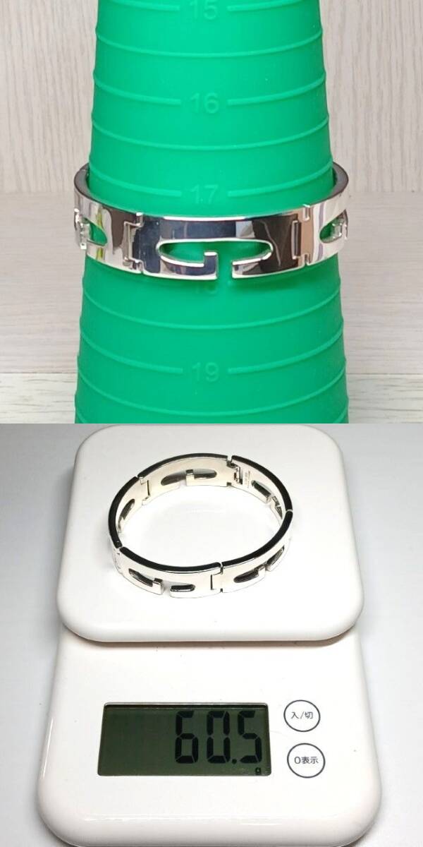 GUCCI 極美品 新品仕上げ グッチ バングル ブレスレット Gロゴ Gシェイプ シルバー925_画像10