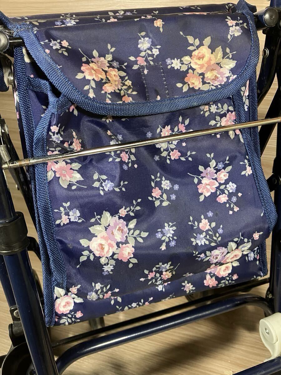 S441maki Tec корзина разместить на коляска для пожилых цветочный принт модель уход для приспособление для ходьбы Cart складной тормоз OK б/у товар ручная тележка складной 