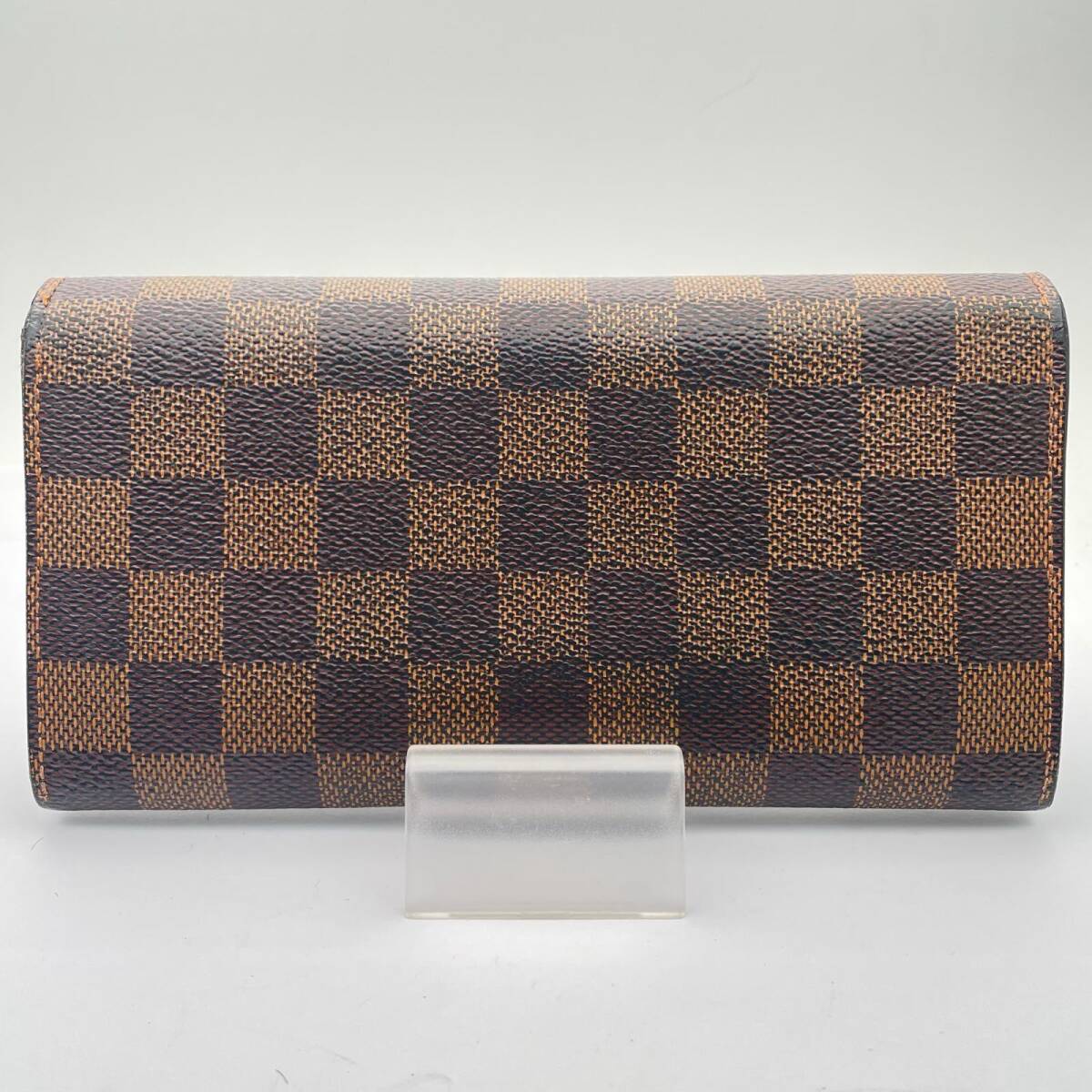 LOUIS VUITTON Louis * Vuitton porutofoiyu Sara N61734 Damier складывающийся пополам длинный кошелек оттенок коричневого бумажник кошелек для мелочи .*2004