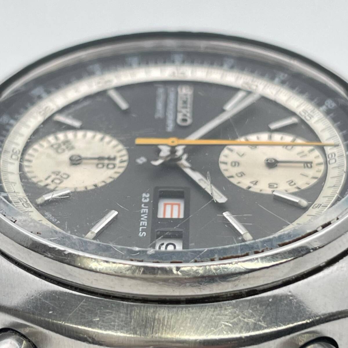 セイコー クロノグラフ 逆パンダ 6138-8000 自動巻 OH済 グレー文字盤 メンズ アンティーク 腕時計 稼働品 SEIKO 中古 ◆2008_画像10