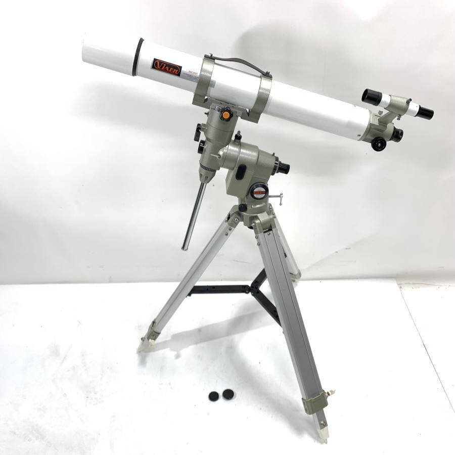 VIXEN ビクセン 80M 天体望遠鏡 D=80mm F=910mm レンズキャップ/微動ハンドル/三脚付き●ジャンク品_画像1