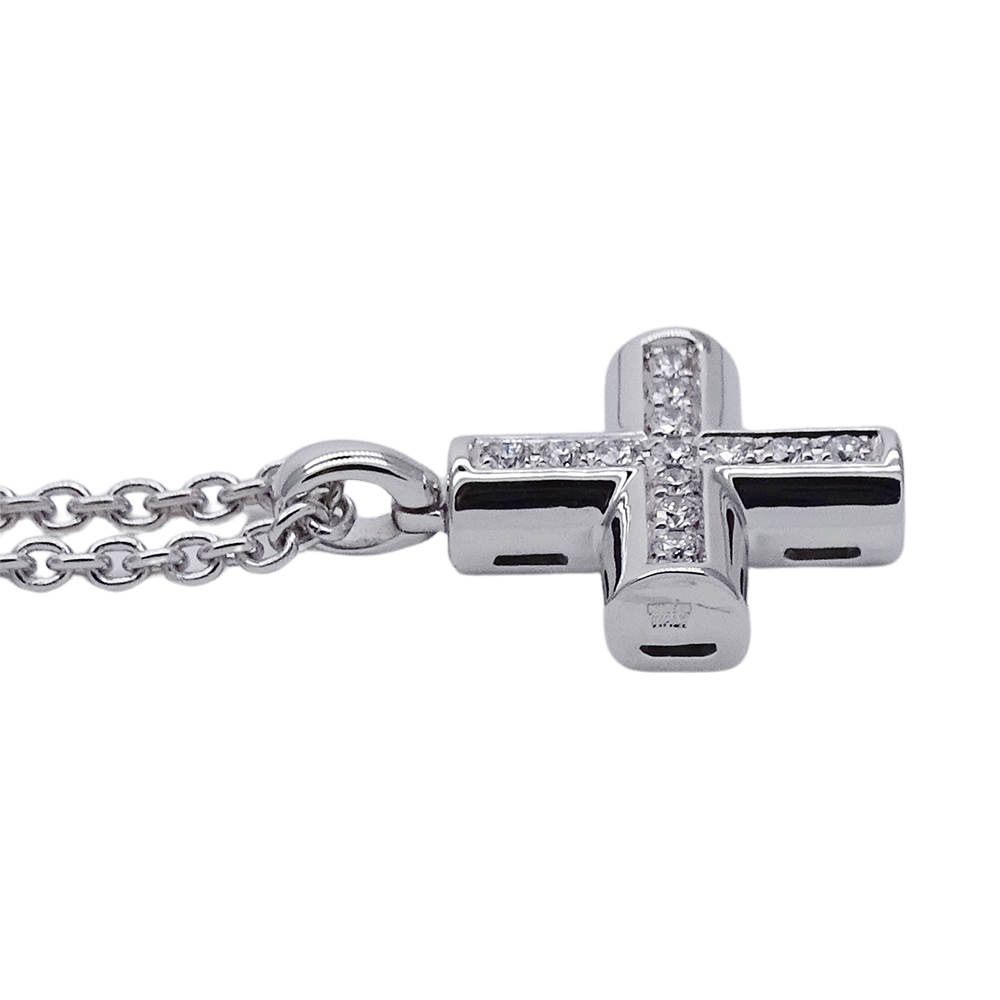 ブルガリ BVLGARI ネックレス レディース ブランド 750WG ダイヤモンド グリーククロス ホワイトゴールド ジュエリー 磨き済み_画像2