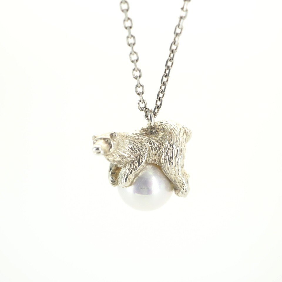 * быстрое решение есть * Vendome Aoyama VENDOME BOUTIQUE asahi гора зоопарк белый медведь SV серебряный 925 серебряный человек . жемчуг колье сумка для хранения [28013]