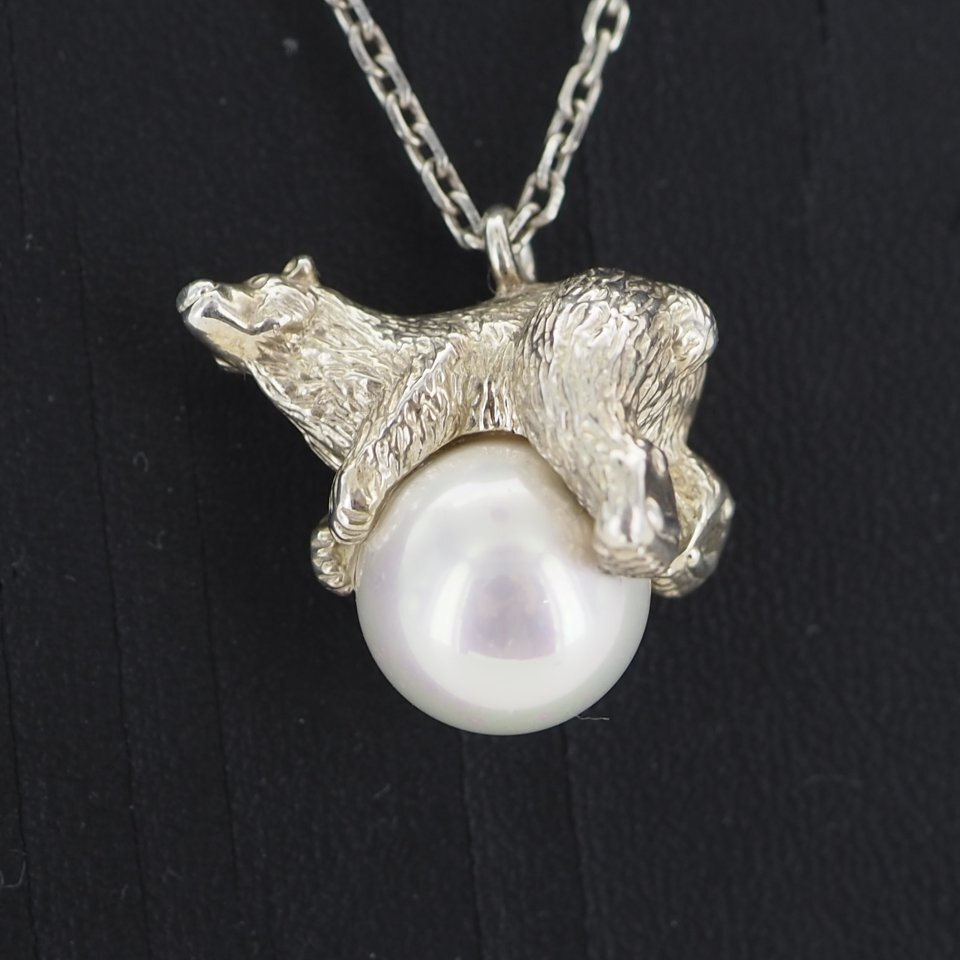 * быстрое решение есть * Vendome Aoyama VENDOME BOUTIQUE asahi гора зоопарк белый медведь SV серебряный 925 серебряный человек . жемчуг колье сумка для хранения [28013]