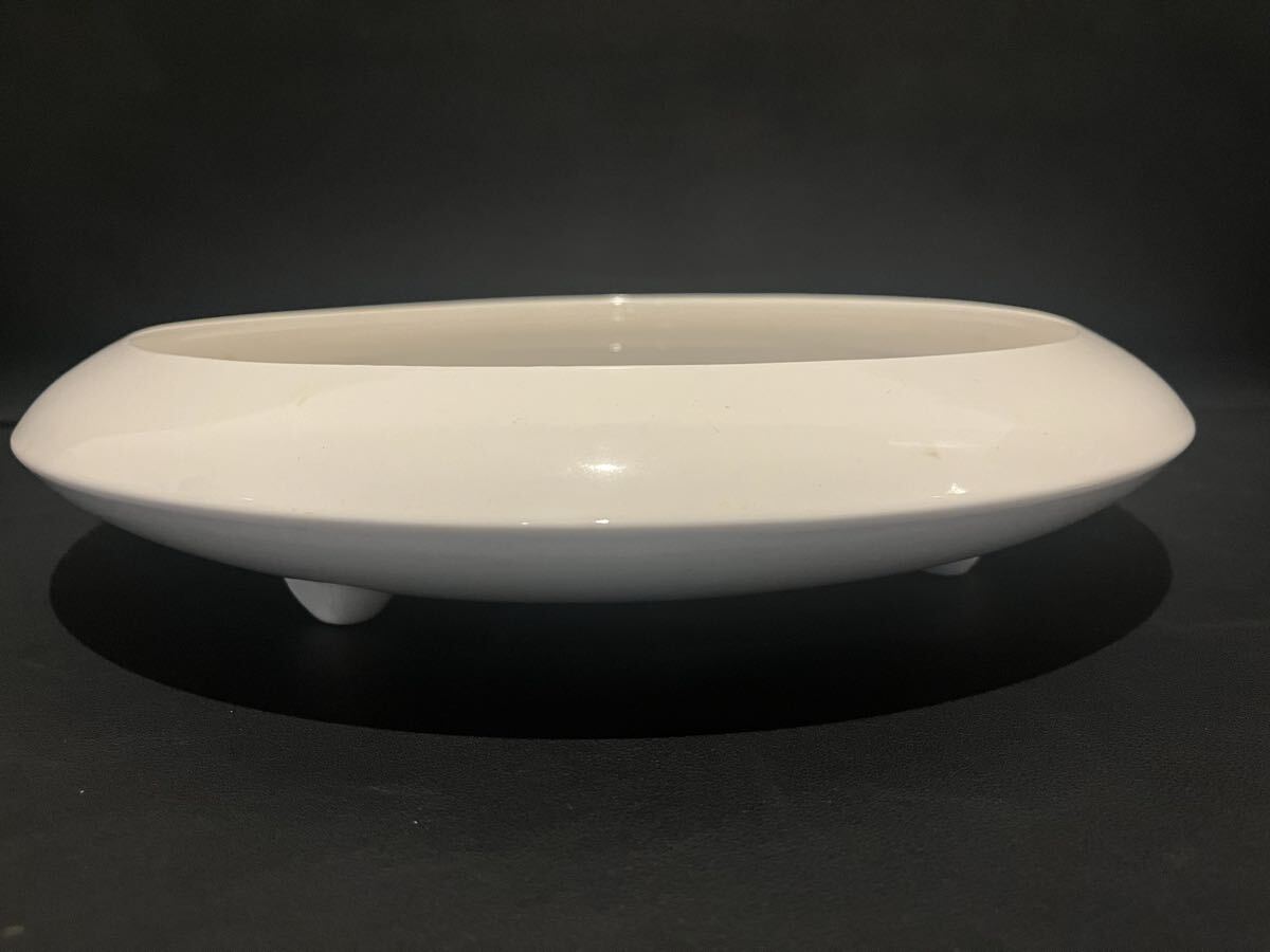 花器（32） 小原流　基本花器　丸型水盤　まどか　足付水盤 　ホワイト　 フラワーベース 華道 生花_画像2