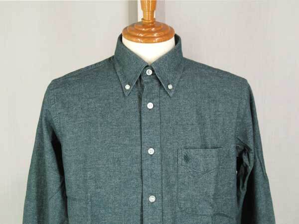 POLO 綿 1P刺繍BDシャツ ビエラ生地 無地 グリーン L_画像4