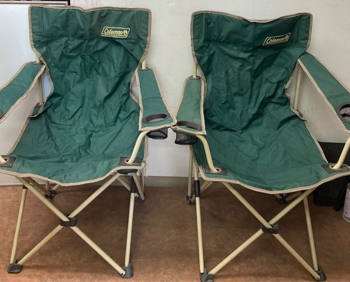 コールマン Coleman アウトドア チェア 2脚セット 折り畳みチェア グリーン スリムキャプテンチェア キャンプ 椅子_画像1
