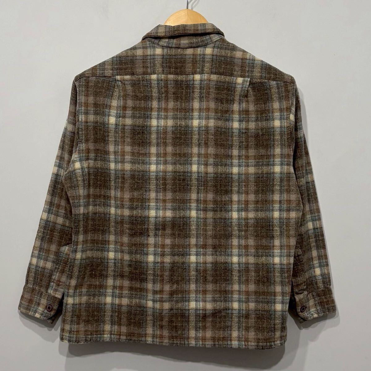 【808】 美品 70s pendleton オンブレ チェック 柄 ボード シャツ XL BOARD shirt ペンドルトン オープンカラー ボックス vintage USA_画像3