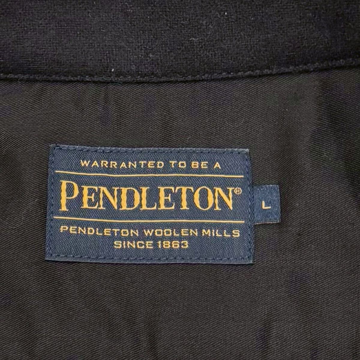 【809】 美品 pendleton ブラック 無地 ボード シャツ L オープンカラー ボックス BOARD shirt ペンドルトン 黒 black wool_画像6