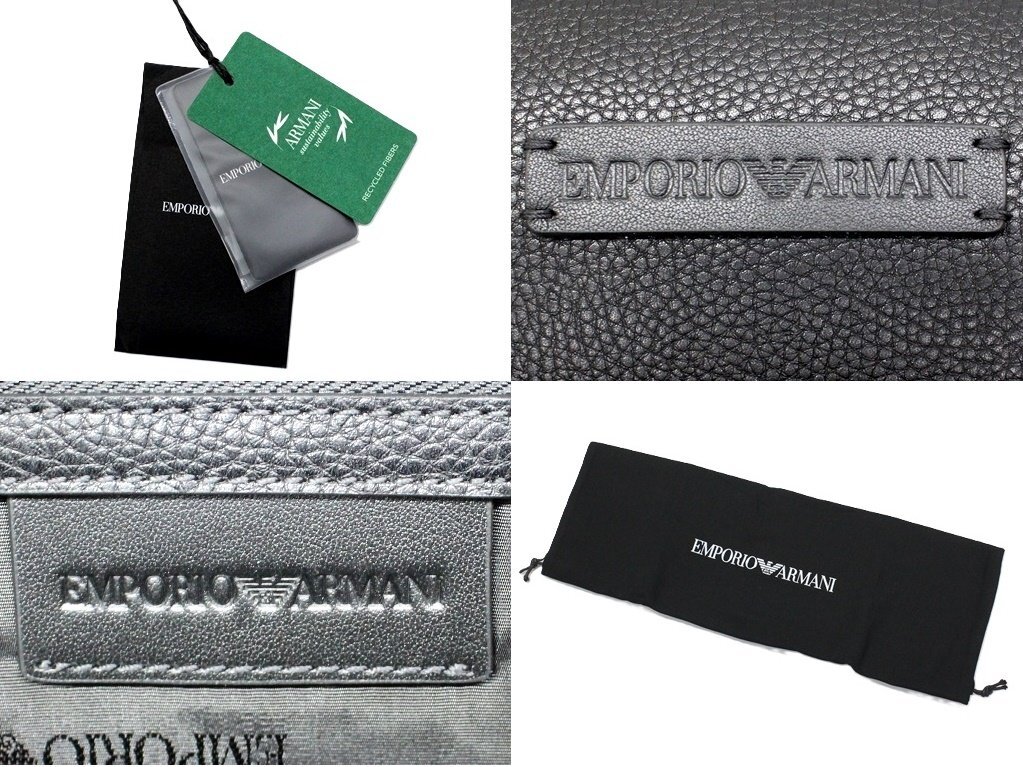 ●11万新品◆EMPORIO アルマーニ◆大きめサイズショルダーメッセンジャーバッグ 黒 1円_画像9