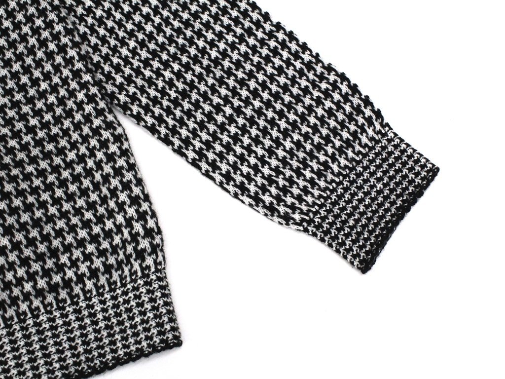 ●65万新品◆40=M~L◆GIORGIO ARMANI アルマーニ◆カシミヤ 千鳥格子柄グレンチェック クルーネックニットセーター 黒×白 1円_画像8