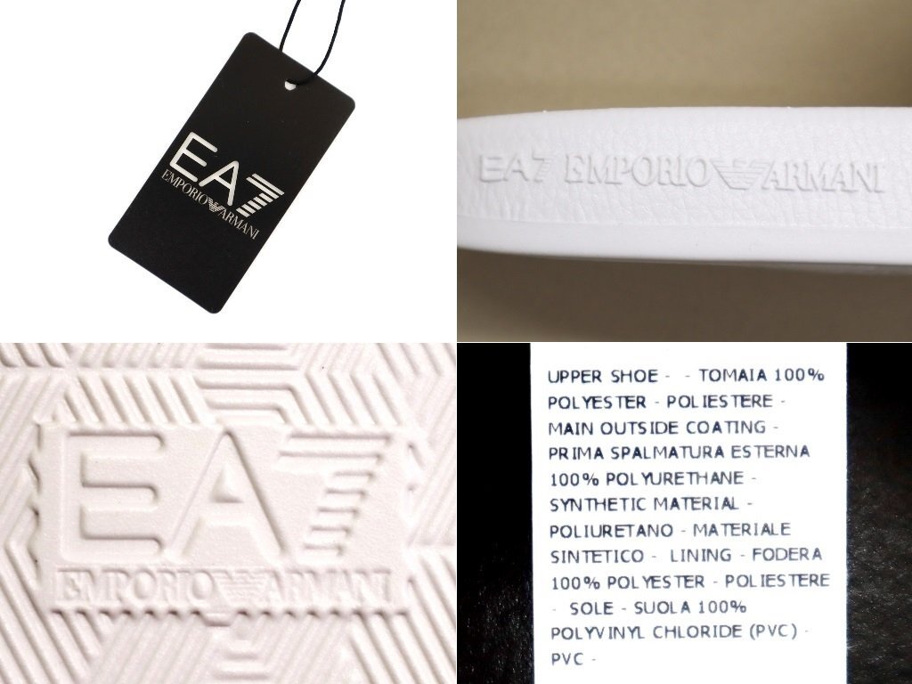 ●3万新品◆8=27cm◆EMPORIOアルマーニ EA7 ロゴ入りスライドサンダルシューズ 白×ローズゴールド【ARMANI】1円_画像9