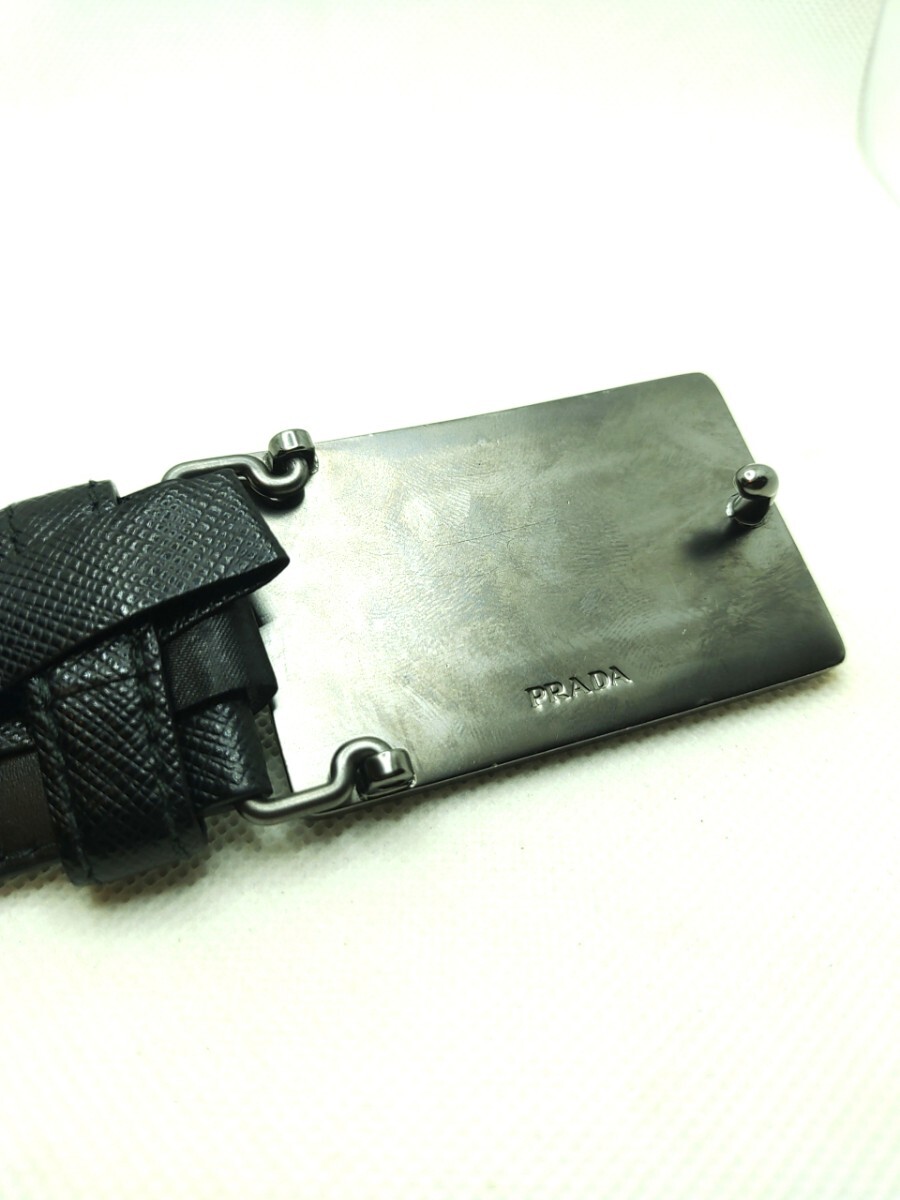 正規品 プラダ PRADA レザーベルト ブラック 本革 ウエスト96〜107cm 6S-1000_画像5