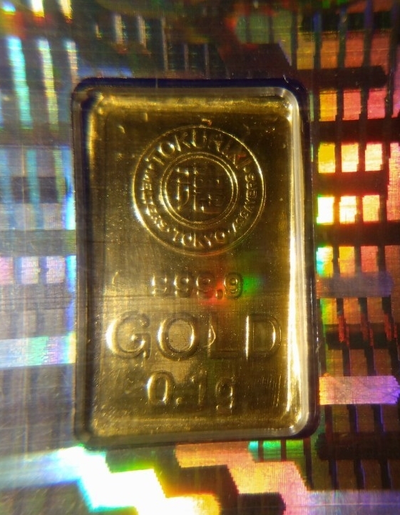 純金 インゴット 金塊 ゴールド 徳力本店 0.1g ケース入り K24 24K GOLD TUC_画像2