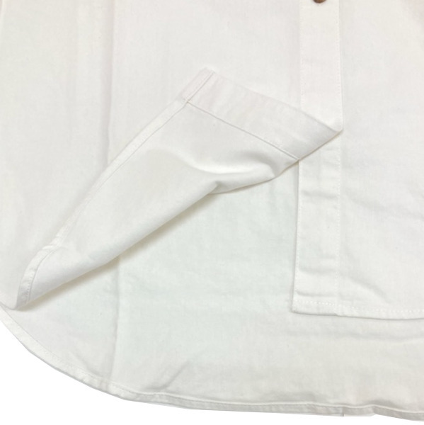 即決新品 レディース 大寸 長袖シャツ デニムシャツ ビッグポケット オフホワイト LL-3L 綿100% デニム調 送料無料_画像7