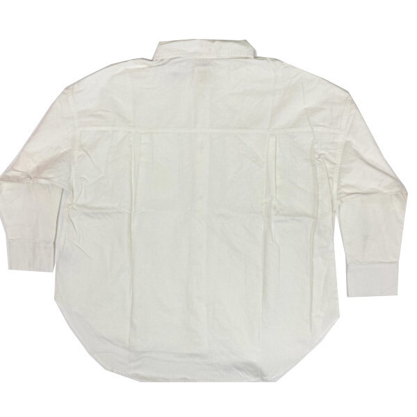 即決新品 レディース 大寸 長袖シャツ デニムシャツ ビッグポケット オフホワイト LL-3L 綿100% デニム調 送料無料_画像3