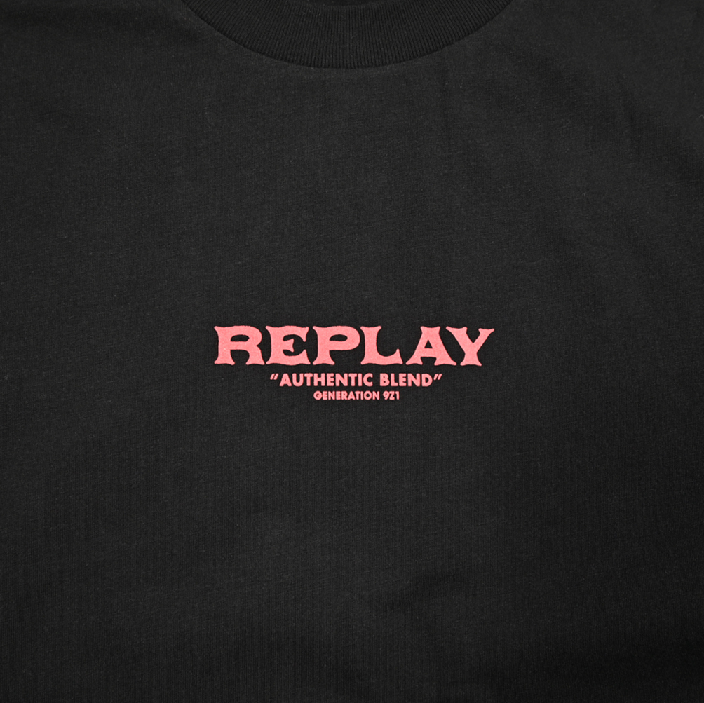 新入荷 新品 リプレイ REPLAY ロゴ Tシャツ カットソー 半袖 クルーネック オールシーズン メンズ コットン100% ブラック 431003-M_画像4