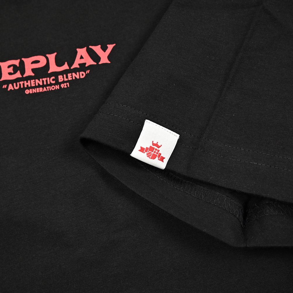 新入荷 新品 リプレイ REPLAY ロゴ Tシャツ カットソー 半袖 クルーネック オールシーズン メンズ コットン100% ブラック 431003-M_画像5