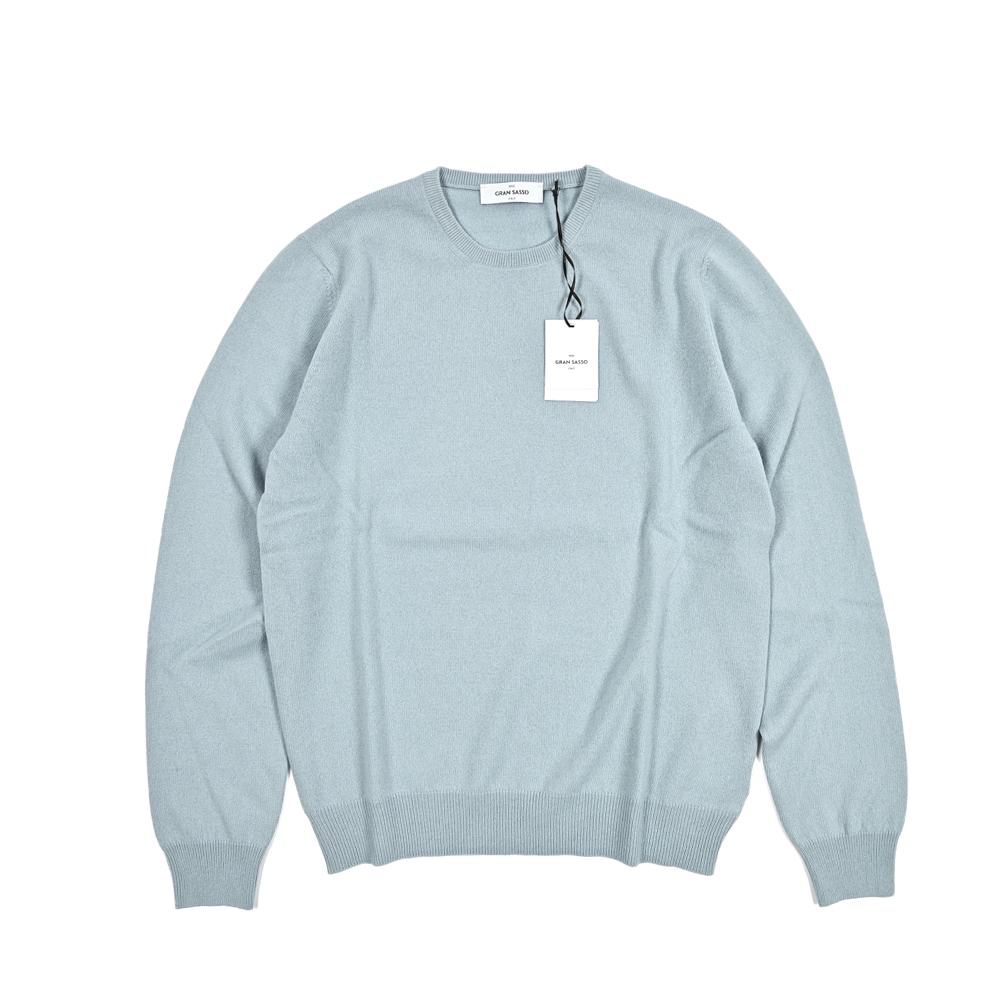 新入荷 新品 グランサッソ GRAN SASSO ニットセーター クルーネック ハイゲージ 長袖 秋冬 ウール カシミヤ ブラック 413868-C-54_画像1