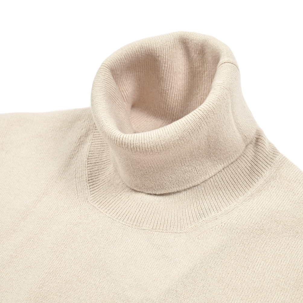 新入荷 新品 グランサッソ GRAN SASSO ニットセーター タートルネック ハイゲージ 長袖 秋冬 カシミヤ ライトベージュ 413680-54_画像3