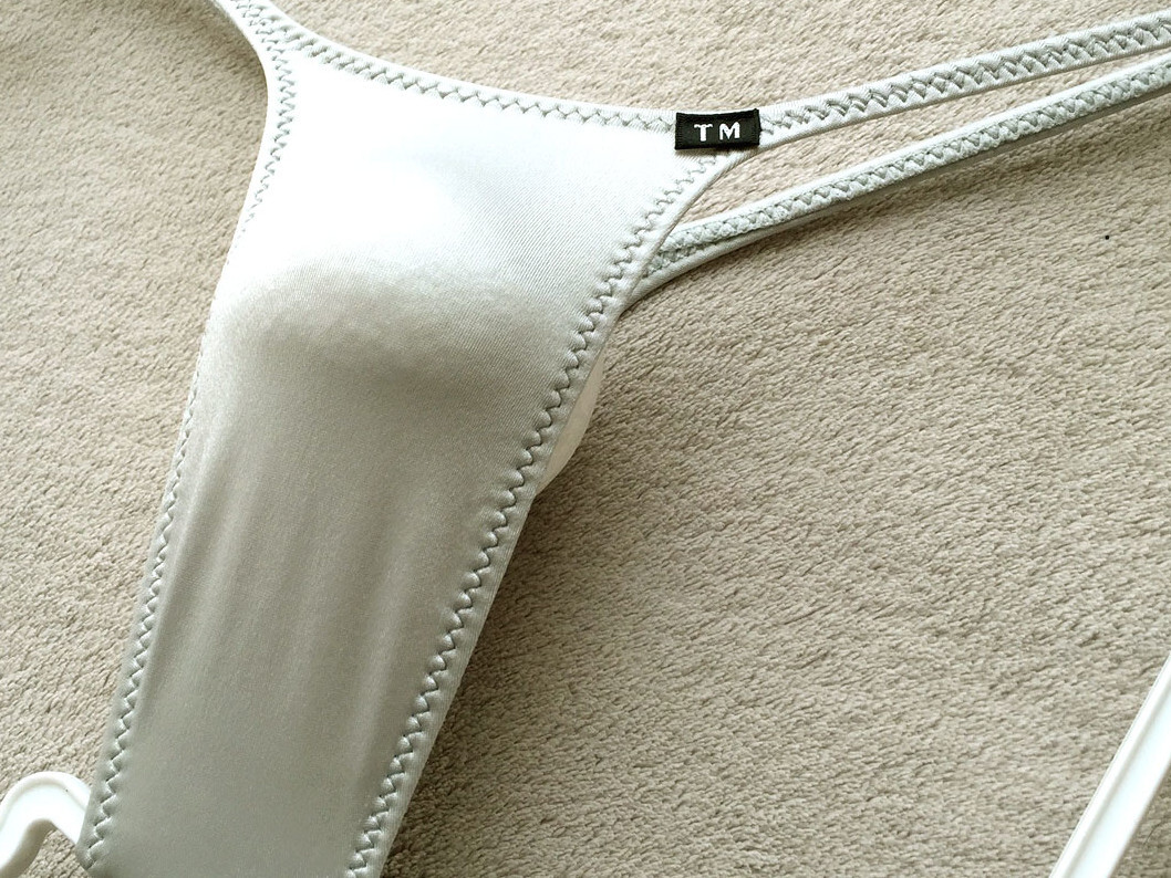 【ターキー/TM collection】つやつや光沢サテン調★くっきりシャープ&ストレッチ★浅履きTバック/グレー♪新品/日本製_画像5