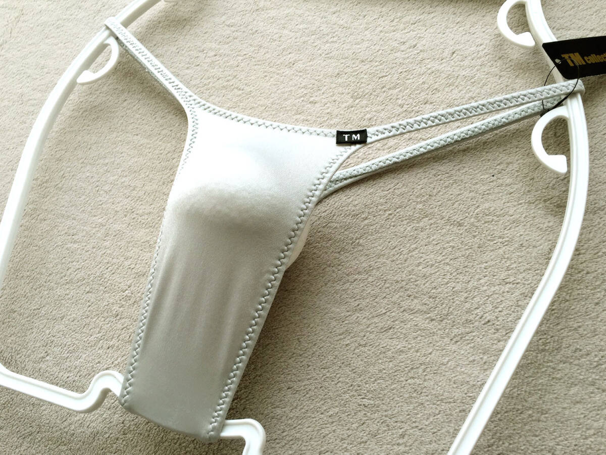 【ターキー/TM collection】つやつや光沢サテン調★くっきりシャープ&ストレッチ★浅履きTバック/グレー♪新品/日本製_画像4