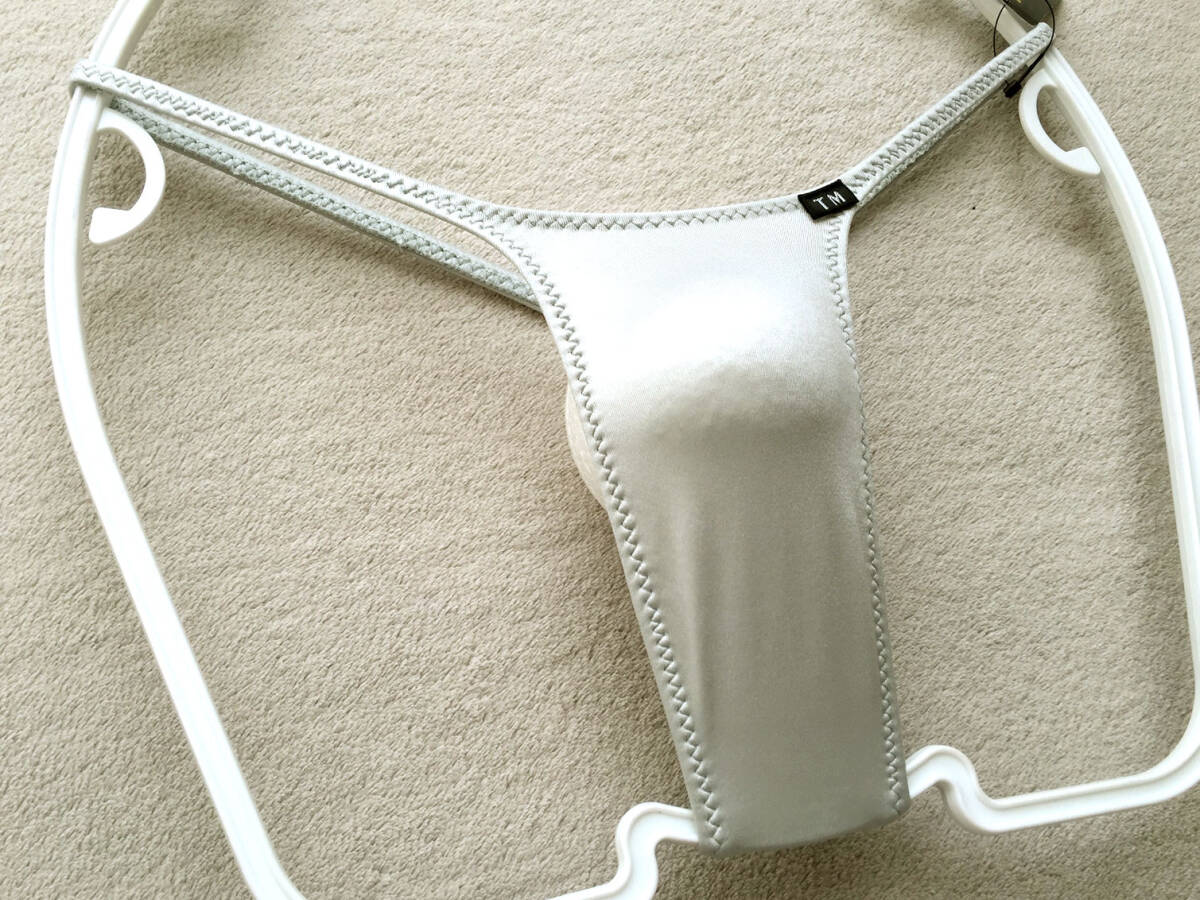 【ターキー/TM collection】つやつや光沢サテン調★くっきりシャープ&ストレッチ★浅履きTバック/グレー♪新品/日本製_画像6