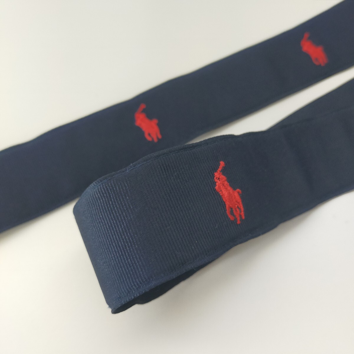 POLO RALPH LAUREN ポロ ラルフローレン ダブルリングベルト ポニー刺繍 USA製 フリー ネイビー(紺)_画像3