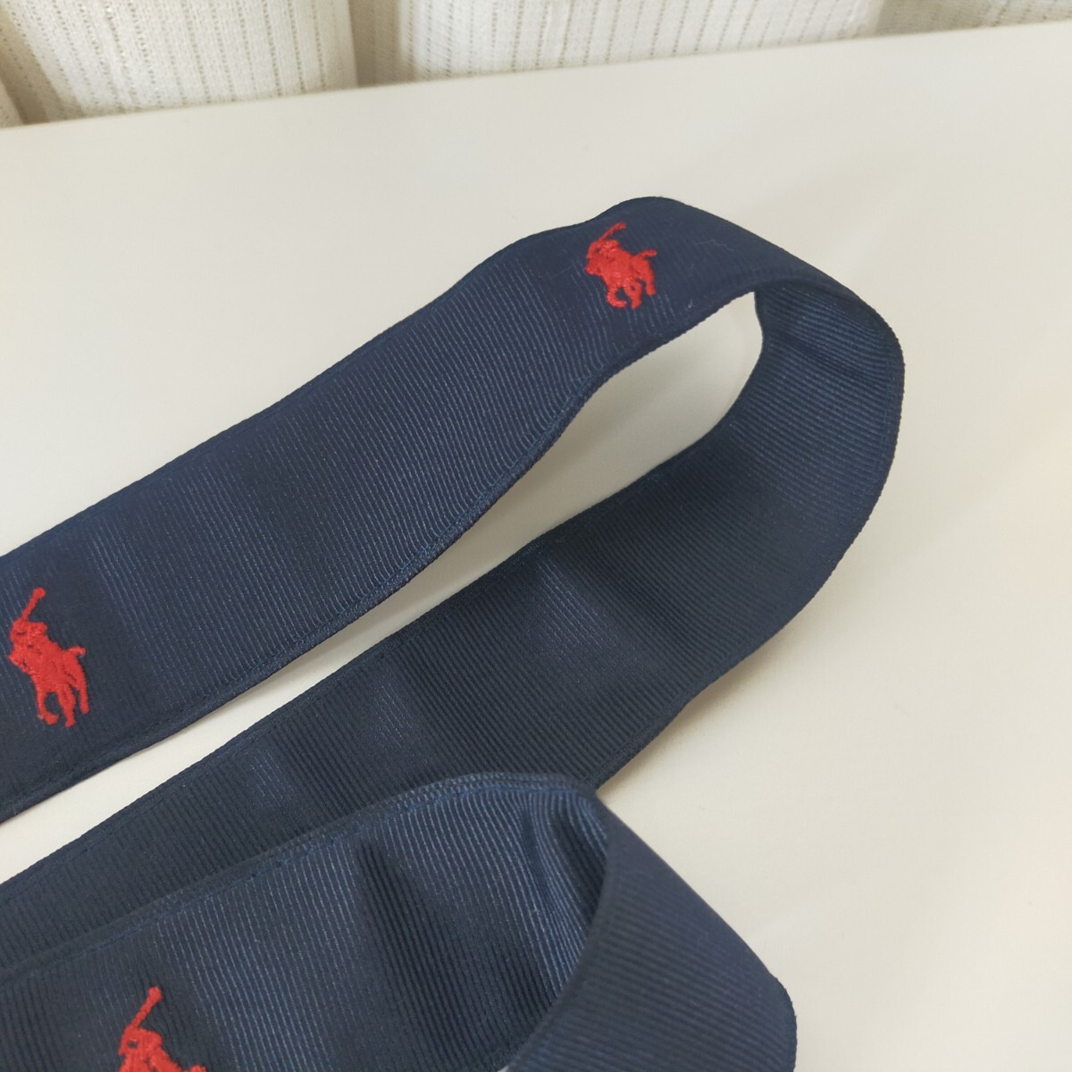 POLO RALPH LAUREN ポロ ラルフローレン ダブルリングベルト ポニー刺繍 USA製 フリー ネイビー(紺)_画像5