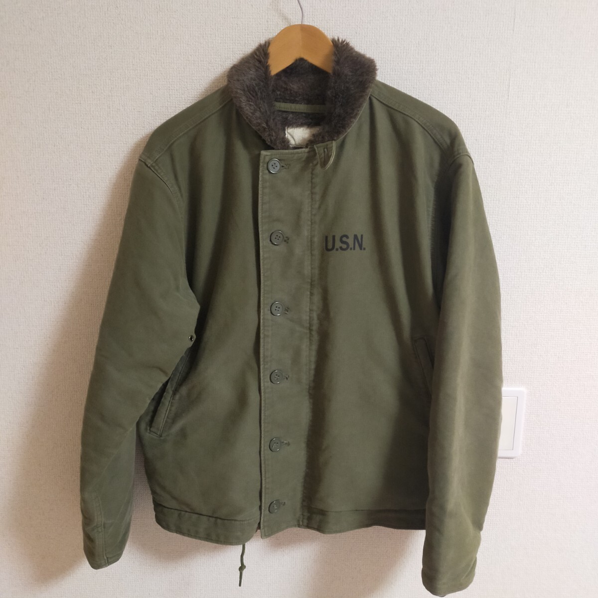 HOUSTON ヒューストン N-1 デッキジャケット フライトジャケット ミリタリー 40(L) カーキ_画像1