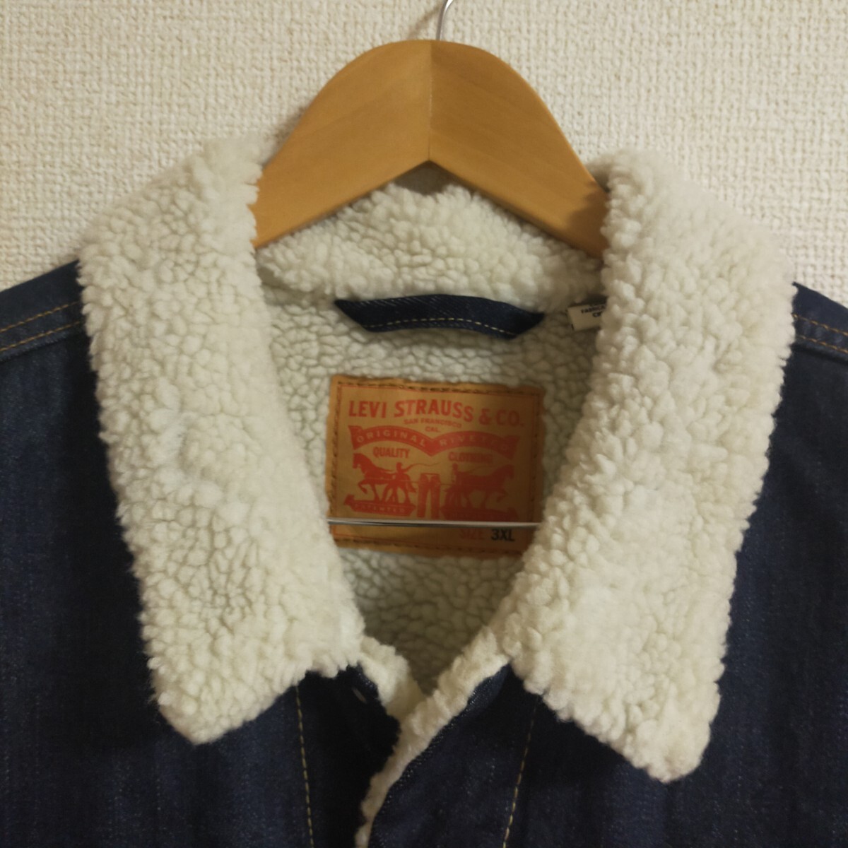 Levi's リーバイス ボアデニムジャケット ビッグサイズ Gジャン 3XL インディゴブルー 濃紺_画像3