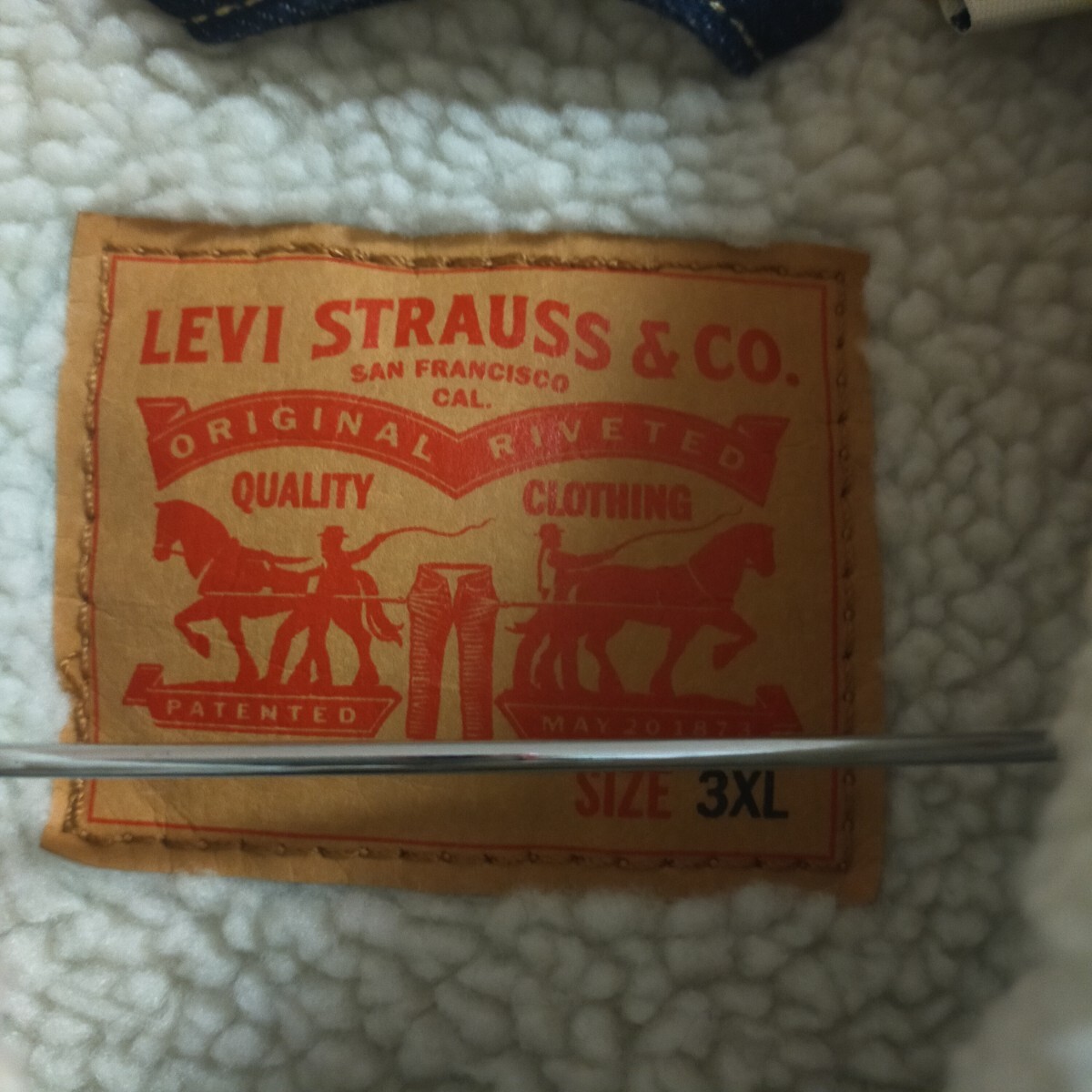 Levi's リーバイス ボアデニムジャケット ビッグサイズ Gジャン 3XL インディゴブルー 濃紺_画像4