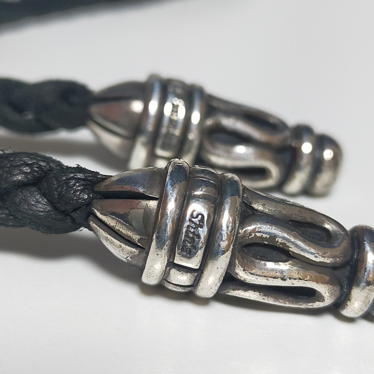 Shin's SCULPTURE シンズスカルプチャー ロングシリンダーネックレス 革紐 レザー ボロチップ 希少廃盤モデル silver925/シルバー925_画像5