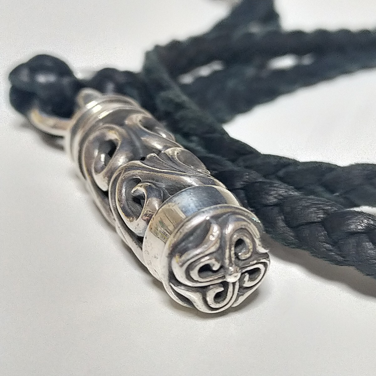 Shin's SCULPTURE シンズスカルプチャー ロングシリンダーネックレス 革紐 レザー ボロチップ 希少廃盤モデル silver925/シルバー925_画像7