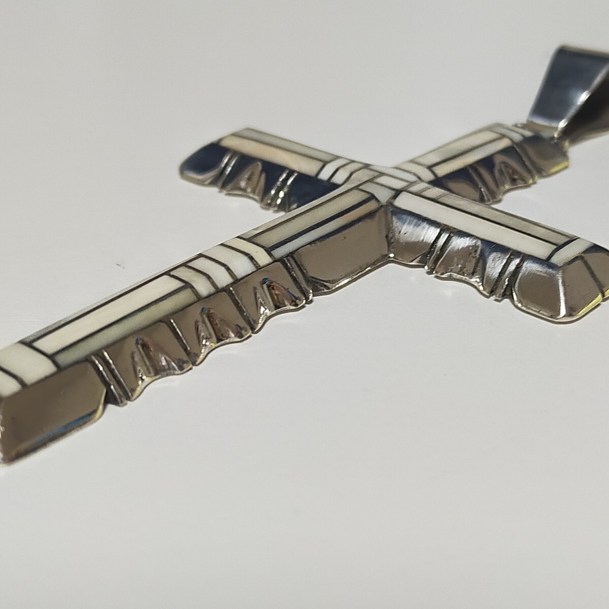 navajo ナバホ族 Gilbert・Nelson ギルバートネルソン 特大クロス ペンダント ネックレストップ インディアンジュエリー シルバー925_画像4