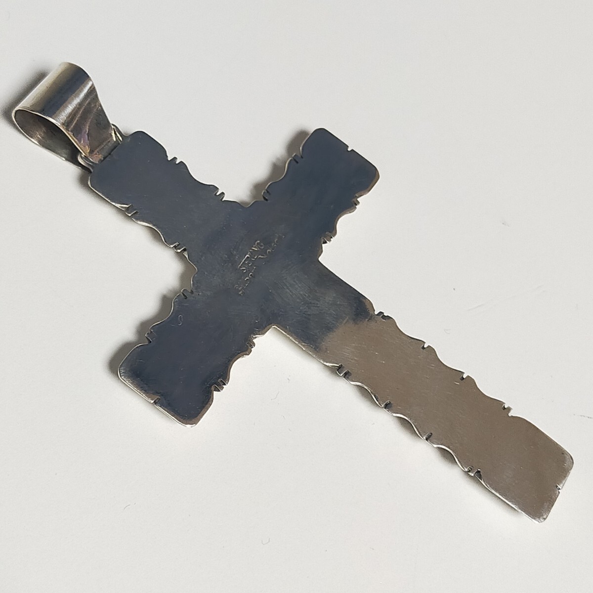 navajo ナバホ族 Gilbert・Nelson ギルバートネルソン 特大クロス ペンダント ネックレストップ インディアンジュエリー シルバー925_画像6