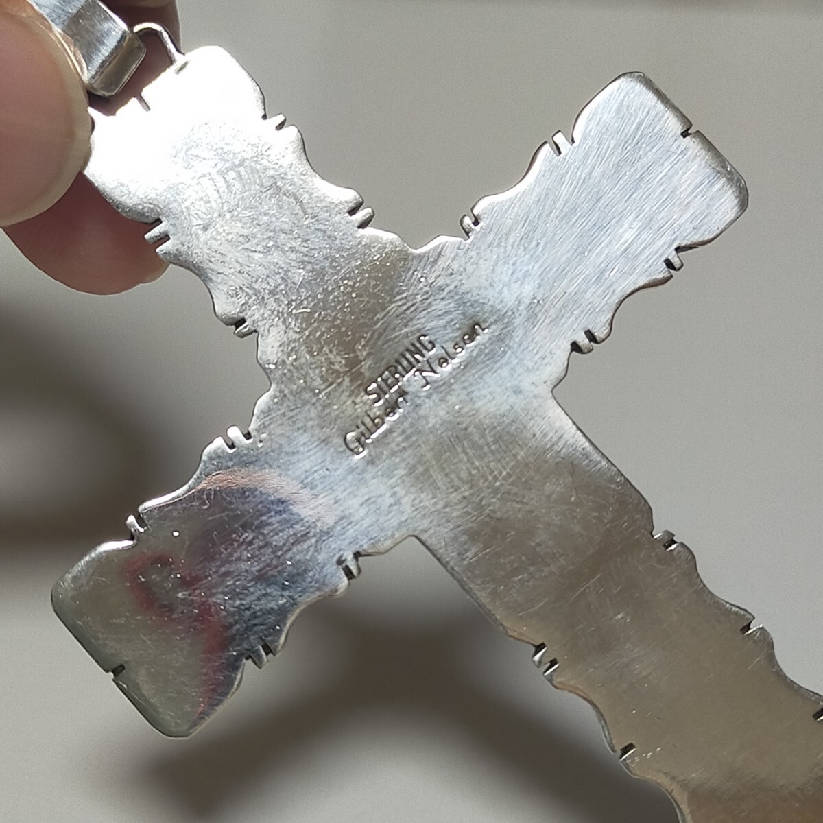 navajo ナバホ族 Gilbert・Nelson ギルバートネルソン 特大クロス ペンダント ネックレストップ インディアンジュエリー シルバー925_画像7