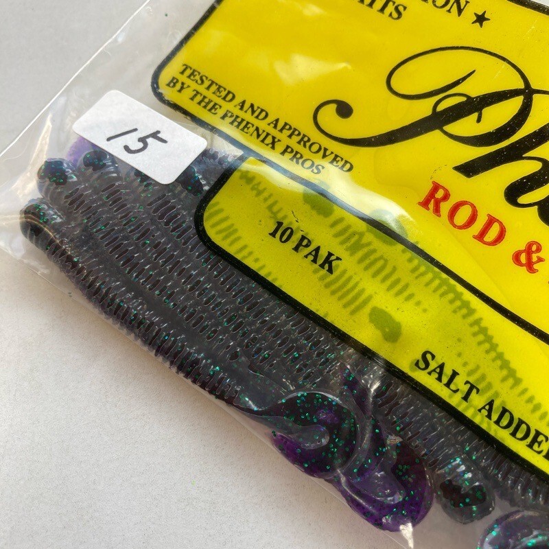 816403 フェニックス ソルトサターンワーム 3インチ リングワーム １５本 #ジューンバグ SATURN WORM 【状態 A/C】_画像3