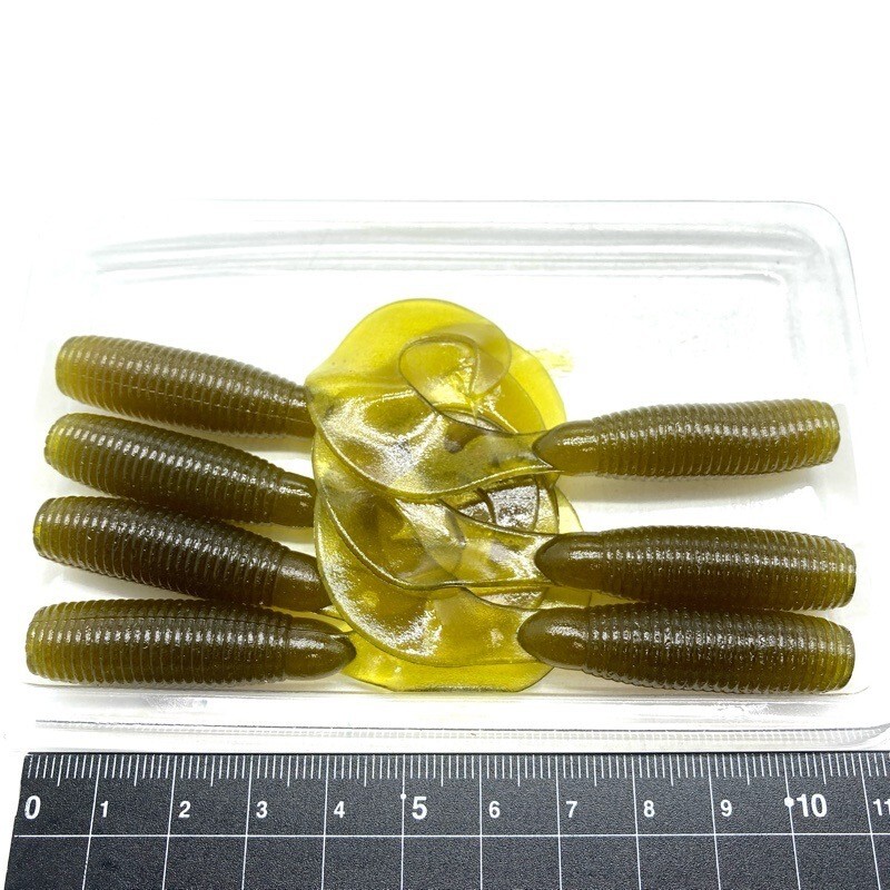 816438 ゲーリーヤマモト 5インチ スーパーグラブ ７本 GARY YAMAMOTO シングルテール #042 ウォーターメロン 【状態 B/C】_画像1