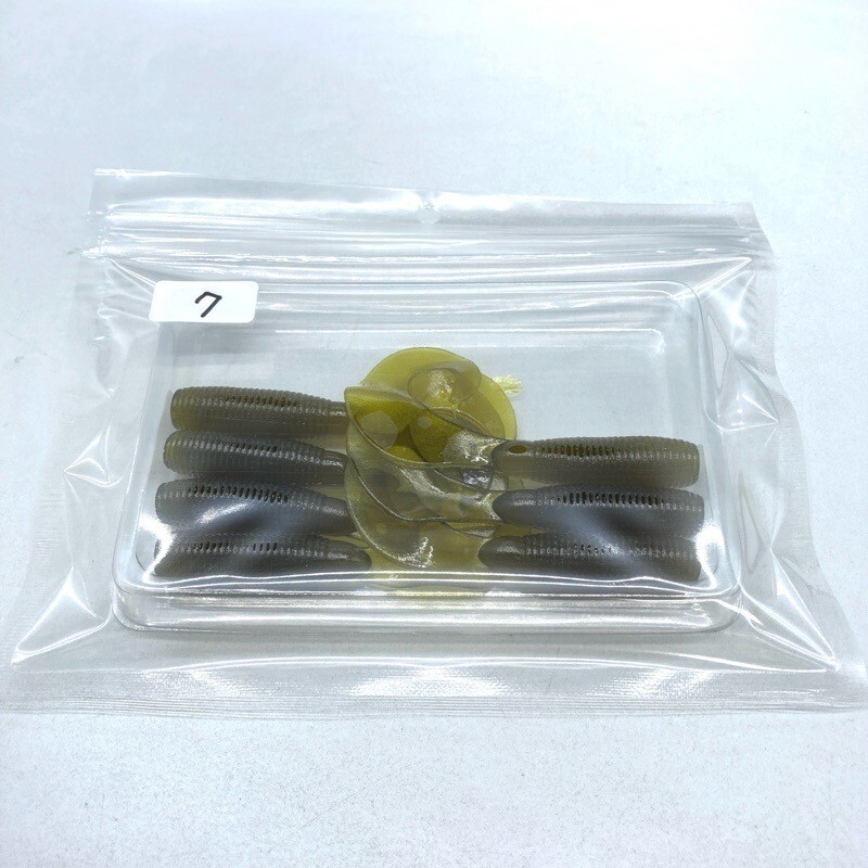 816438 ゲーリーヤマモト 5インチ スーパーグラブ ７本 GARY YAMAMOTO シングルテール #042 ウォーターメロン 【状態 B/C】_画像3