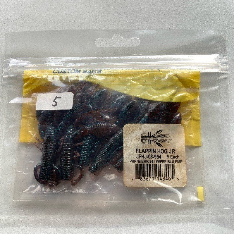 816722 ゲーリーヤマモト フラッピンホッグ ジュニア 5本 GARY YAMAMOTO #954 ジューンバグ系のカラーのようです 【状態 A】_画像5