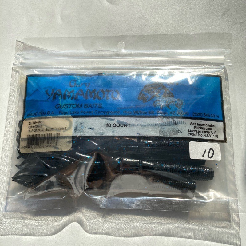 817136 新品 ゲーリーヤマモト クローダッド 10本 ゲーリークロー GARY YAMAMOTO #021 ブラック/ブルーフレーク 【状態 S/C】_画像5