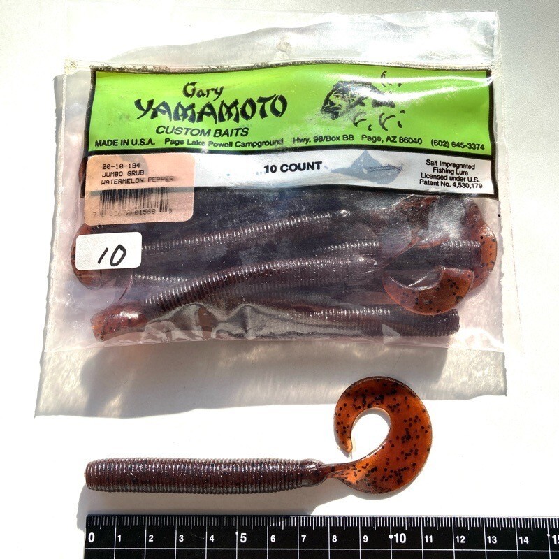 817156 新品 ゲーリーヤマモト 6インチ ジャンボグラブ １０本 シングルテール GARY YAMAMOTO #194 ウォーターメロンPP超ヤケ 【状態 S/C】_画像1