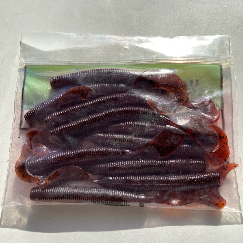 817156 新品 ゲーリーヤマモト 6インチ ジャンボグラブ １０本 シングルテール GARY YAMAMOTO #194 ウォーターメロンPP超ヤケ 【状態 S/C】_画像4